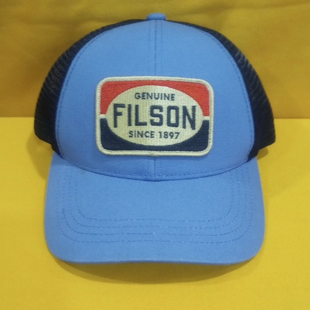 Filson Genuine Blue and Black Mesh Back  Cap.